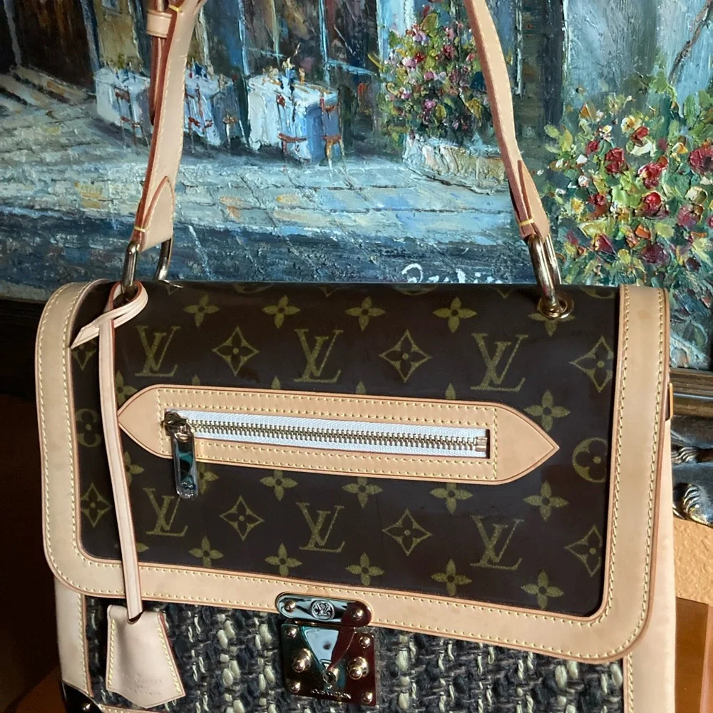 Rare Made in France Louis Vuitton handbag monogram ambre tweedy GM - Picture 11 of 16